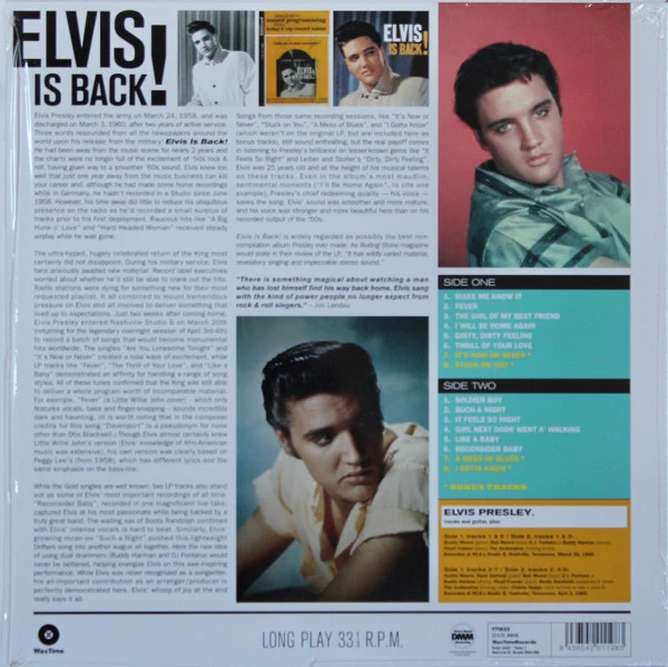Виниловая пластинка ELVIS PRESLEY ELVIS IS BACK!