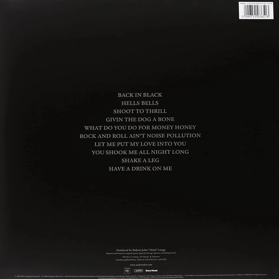 Виниловая пластинка AC/DC Back In Black