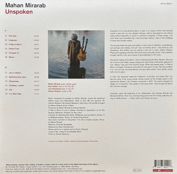 Виниловая пластинка MAHAN MIRARAB UNSPOKEN BLACK VINYL EDITION