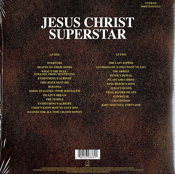 Виниловая пластинка ANDREW LLOYD WEBBER JESUS CHRIST SUPERSTAR