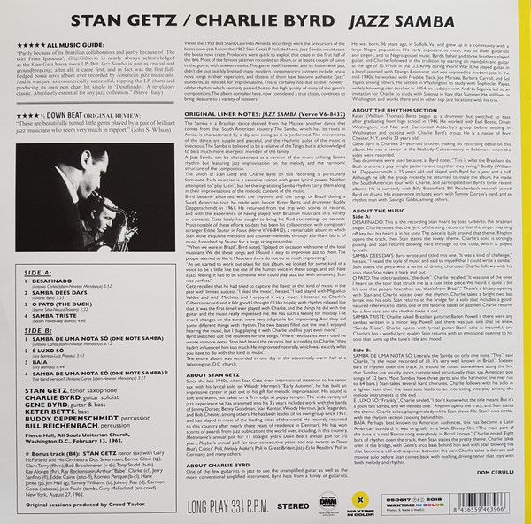 Виниловая пластинка STAN GETZ & CHARLIE BYRD JAZZ SAMBA YELLOW VINYL