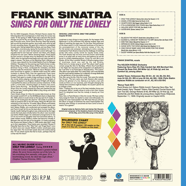Виниловая пластинка FRANK SINATRA ONLY THE LONELY