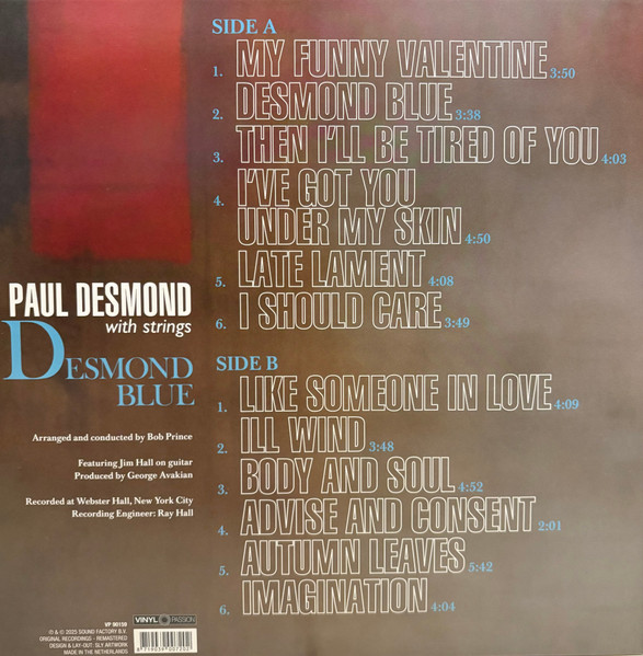 Виниловая пластинка PAUL DESMOND DESMOND BLUE