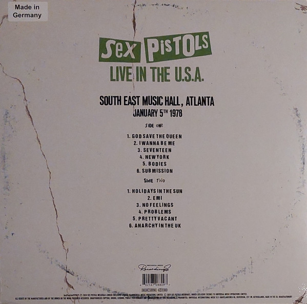 Виниловая пластинка SEX PISTOLS Live In The U.S.A. 1978