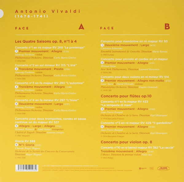 Виниловая пластинка ANTONIO VIVALDI THE MASTERPIECES OF