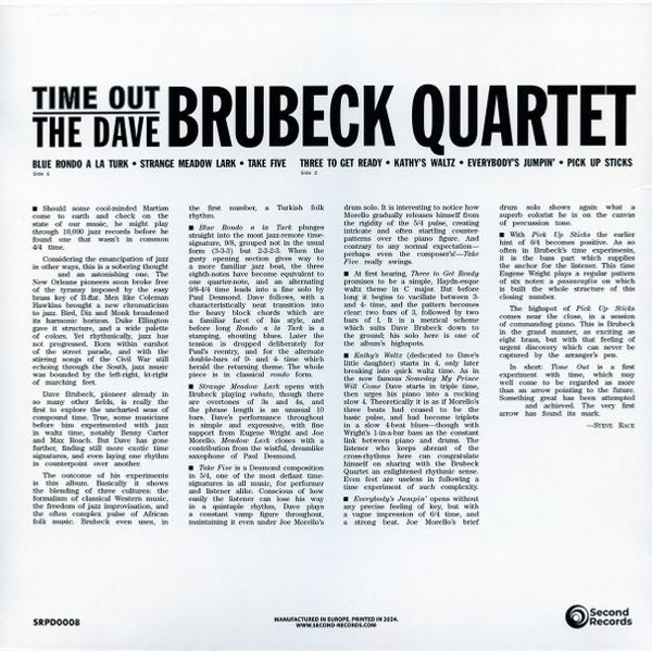 Виниловая пластинка THE DAVE BRUBECK QUARTET TIME OUT
