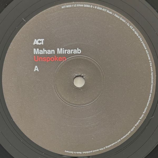 Виниловая пластинка MAHAN MIRARAB UNSPOKEN BLACK VINYL EDITION
