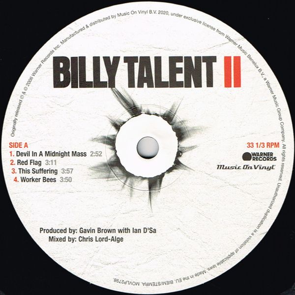 Виниловая пластинка BILLY TALENT BILLY TALENT II