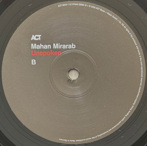 Виниловая пластинка MAHAN MIRARAB UNSPOKEN BLACK VINYL EDITION