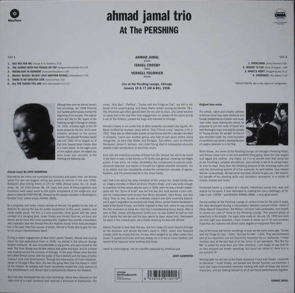 Виниловая пластинка AHMAD JAMAL TRIO BUT NOT FOR ME / LIVE AT THE PERSHING LOUNGE 1958